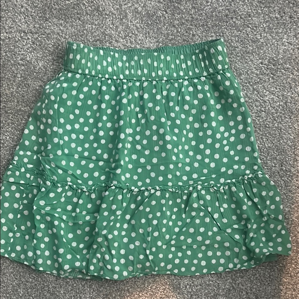 Loft Green Polka Dot Skirt